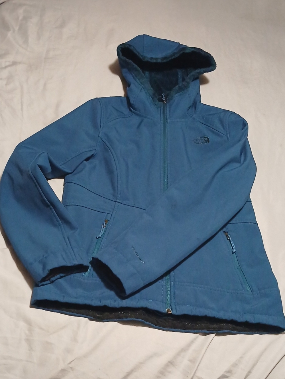 The North Face Women Blue Hooded Puffer Jacket
